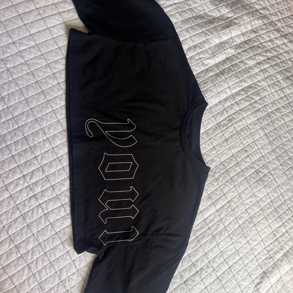 YoungLA Black Crop Top with Bold Lettering